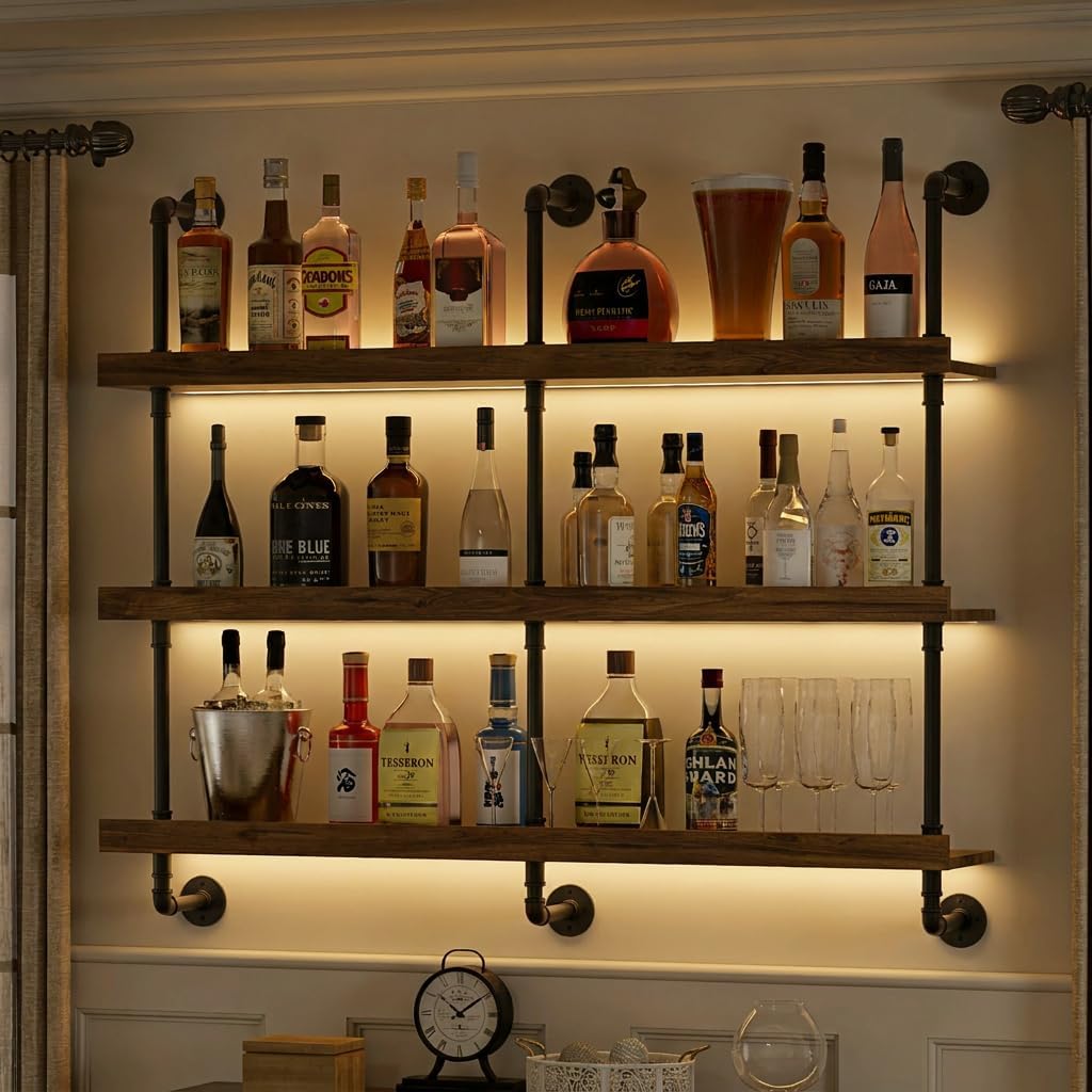 Commercial Kitchen Lighting - Wall Mounted Wine Rack With LED