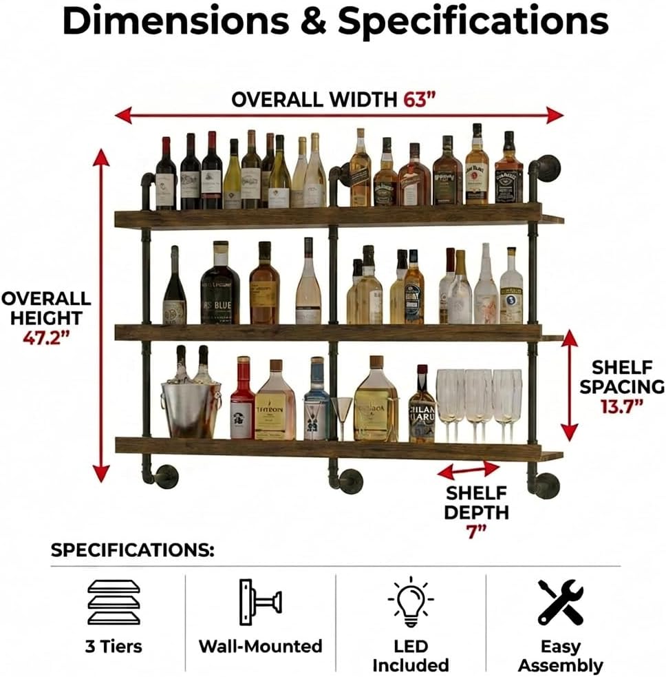 Wall Mounted Wine Rack With LE - Commercial Kitchen Lighting review and price