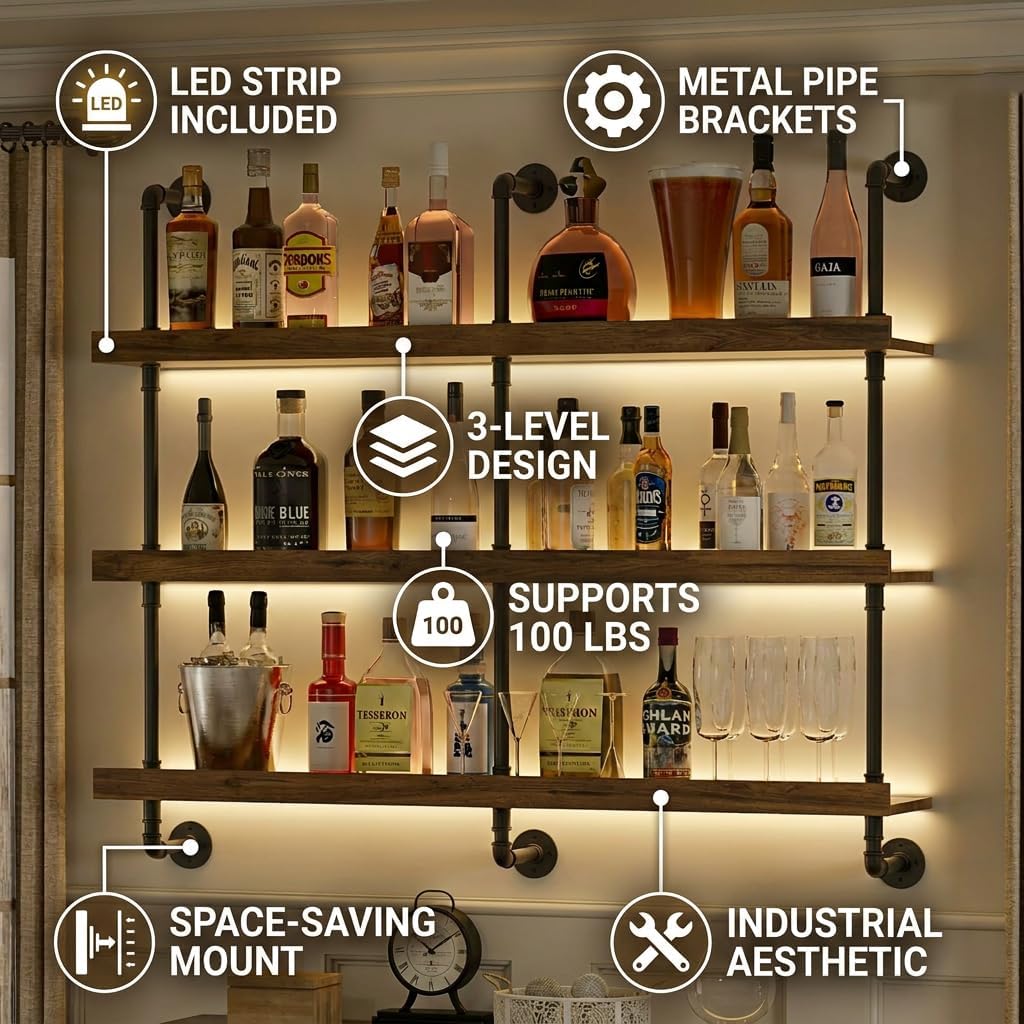 Wall Mounted Wine Rack With LE - Commercial Kitchen Lighting review and price